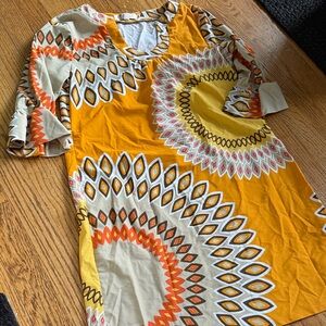 Aryeh Orange and Yellow Geometric Dress